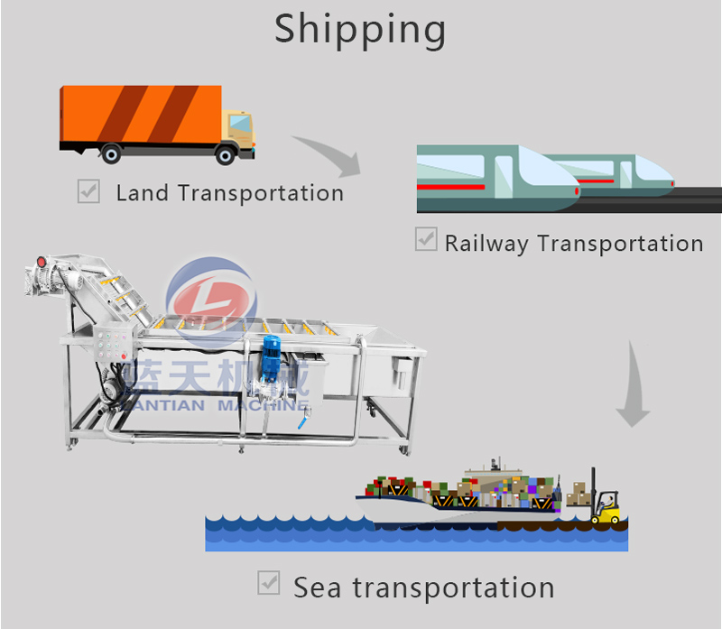 Transportation modes of cherry tomato washing machine