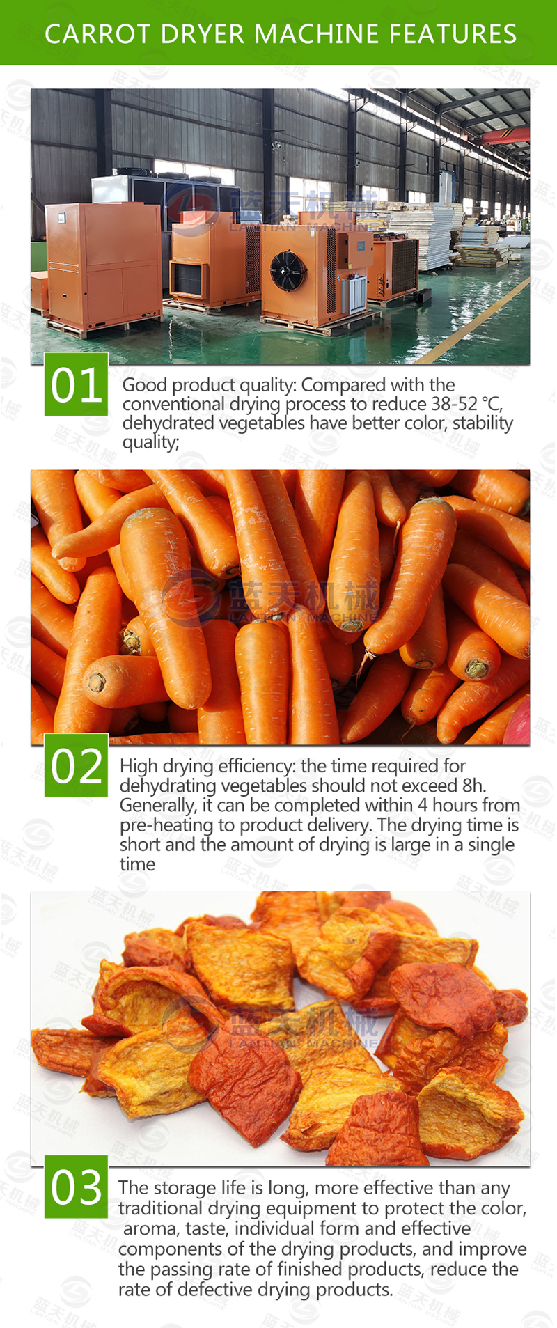 Carrot dryer machine have many advantages