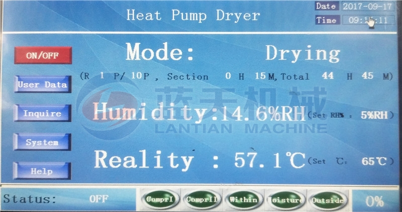 PLC intelligent control panel of lettuce drying machine